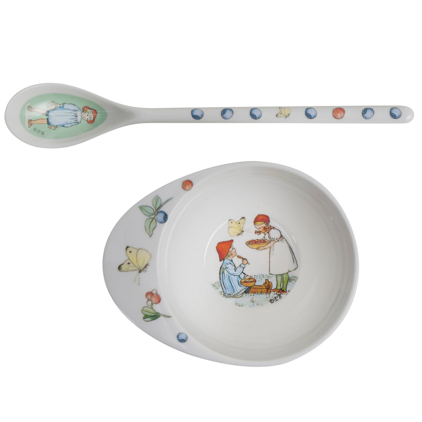 Elsa Beskow, Peter in Blueberry Land Baby Feeding Bowl & Spoon Dishware for open-ended play - Title: Default Title