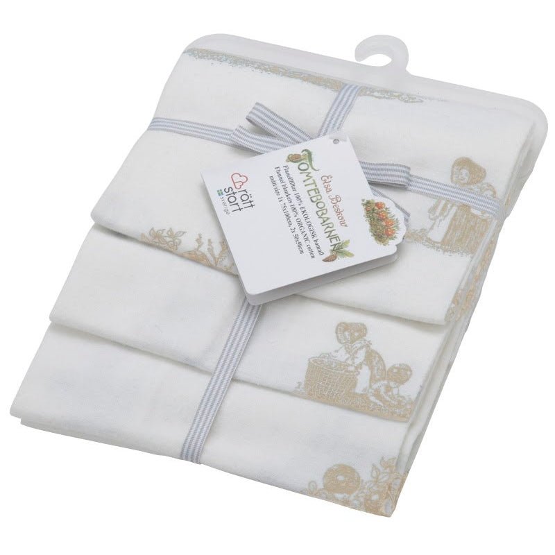 Elsa Beskow Organic Cotton Flannel Blanket Set - Beige (3pc) - cotton Receiving Blankets for open-ended play - Title: Defa...