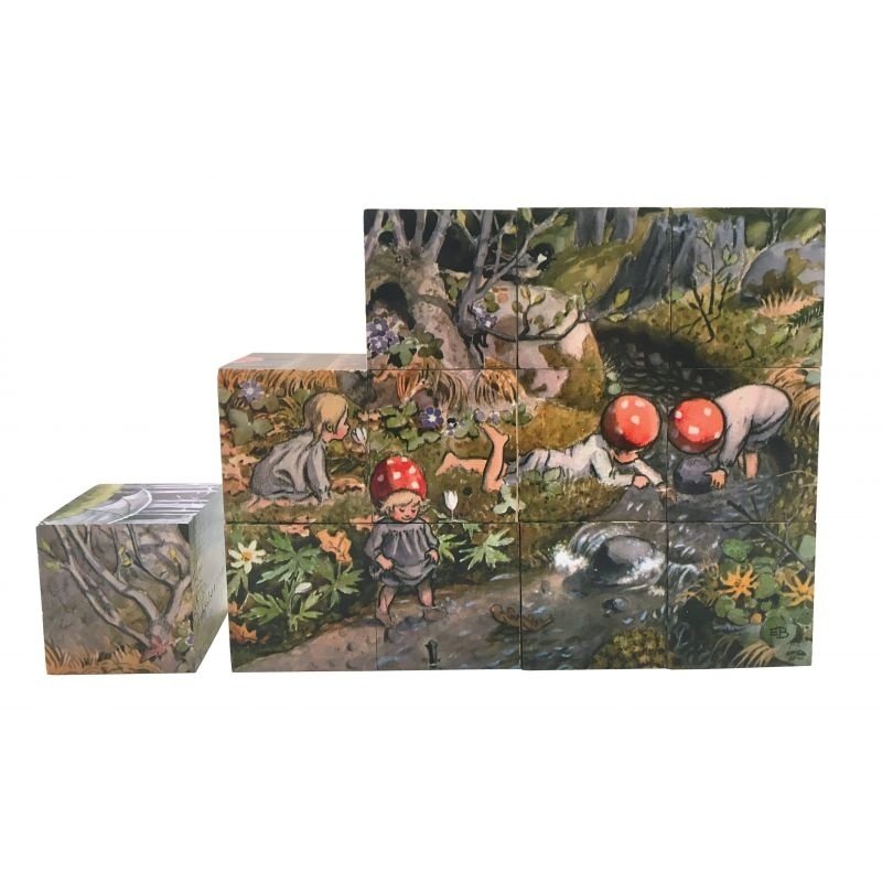 Elsa Beskow "Children of the Forest" Block/Cube Puzzle - wood Games for open-ended play - Title: Default Title