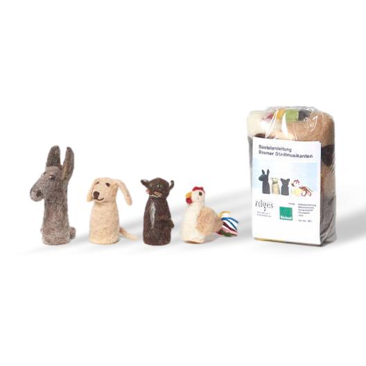 Organic Plant - Dyed Wool Dry Felting Kit, Bremen Town Musicians - wool, felt, jute, rubber Art & Craft Kits for open-ende...