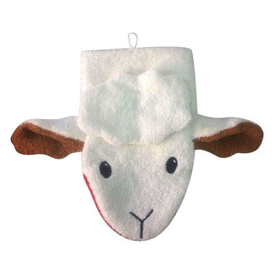 Organic Cotton Wash Mitt Puppets - Sheep - cotton Bath Toys for open-ended play - Size: Child Size