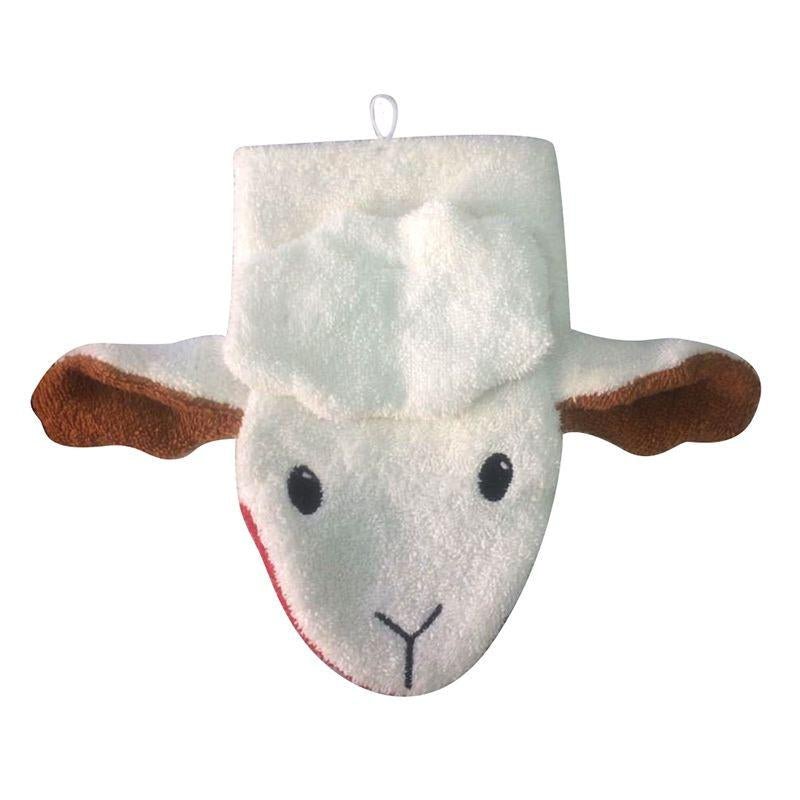 Organic Cotton Wash Mitt Puppets - Sheep - cotton Bath Toys for open-ended play - Size: Child Size