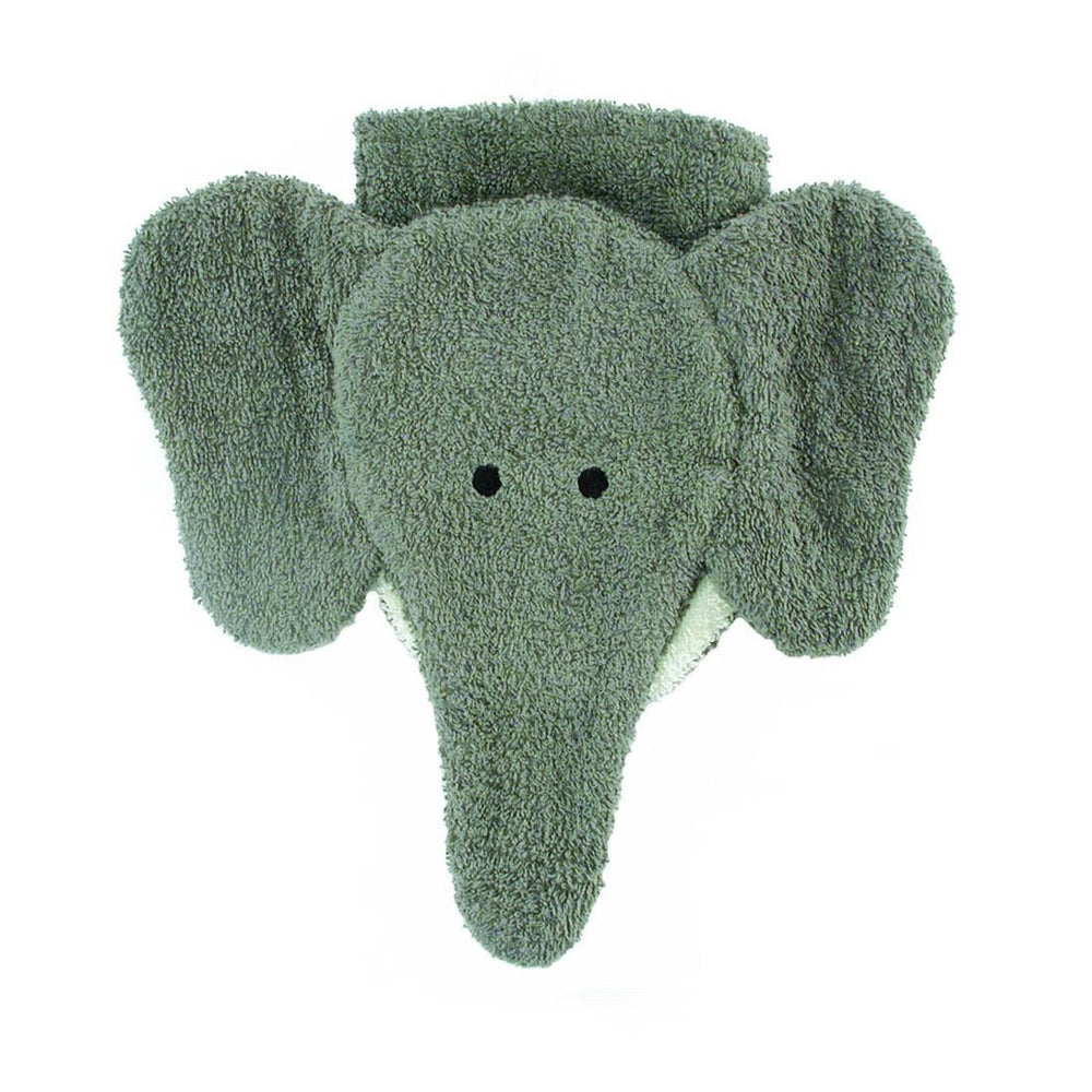 Organic Cotton Elephant Washcloth Puppet - cotton Bath Toys for open-ended play - Size: Child Size
