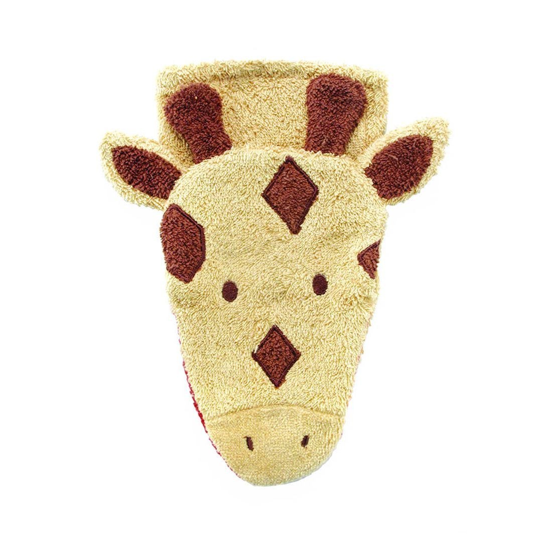 Organic Cotton Washcloth Mitt Giraffe - cotton Bath Toys for open-ended play - Size: Child Size