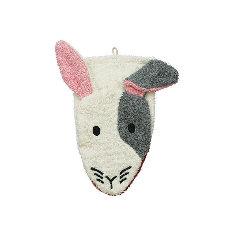 Organic Cotton Rabbit Washcloth Puppet - cotton Bath Toys for open-ended play - Size: Child Size