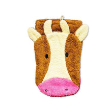 Organic Cotton Cow Washcloth Puppet - cotton Bath Toys for open-ended play - Size: Child Size
