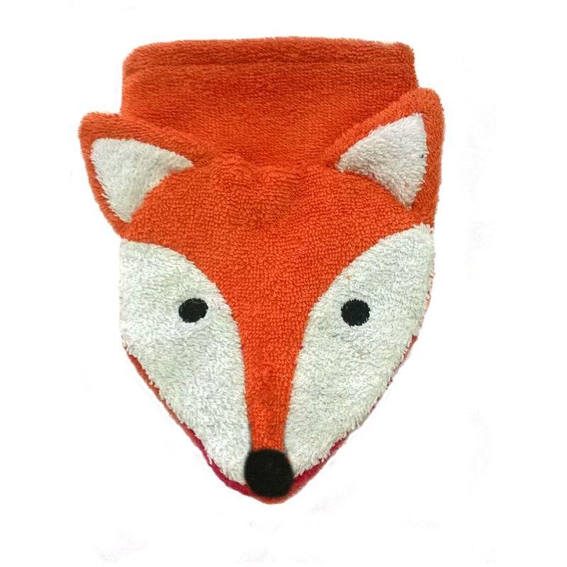 Organic Cotton Fox Washcloth Puppet - cotton Bath Toys for open-ended play - Size: Child Size