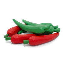 Hand Carved Wooden Chili Peppers - wood, natural Play Food for open-ended play - Color: Red