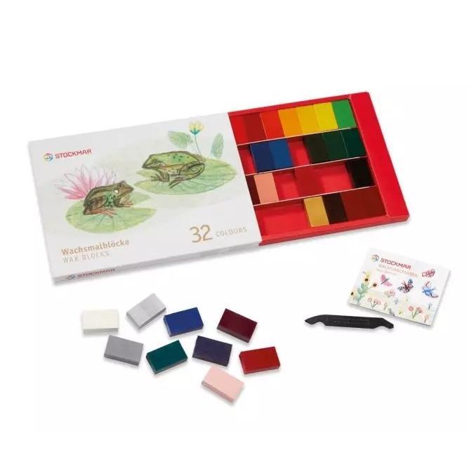 Stockmar Block Crayons - Set of 32 Pcs - wood, natural, beeswax for open-ended play - Title: Default Title