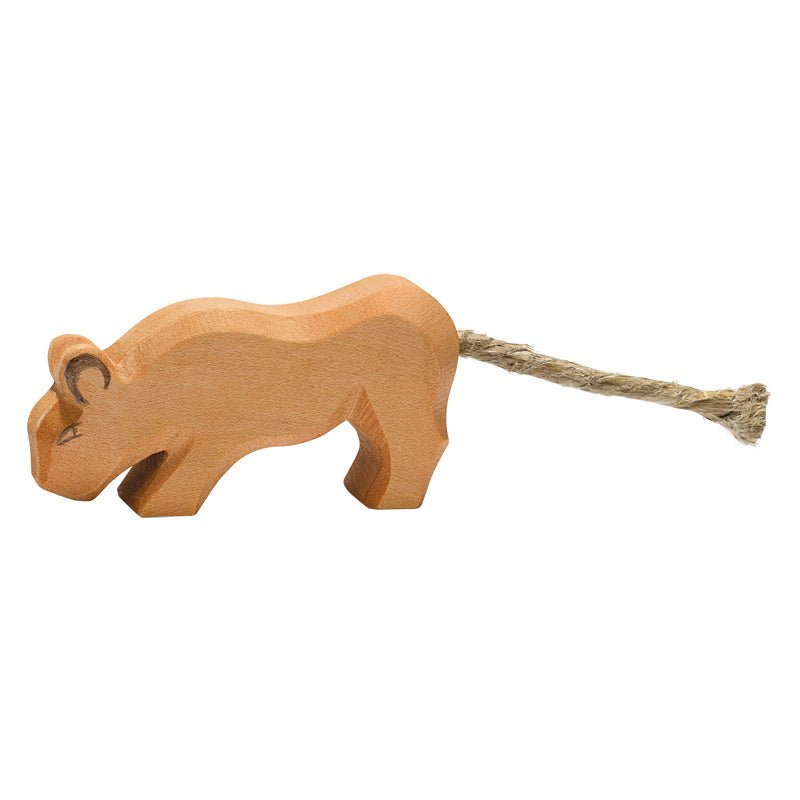 Ostheimer Ostheimer Wooden Lion, small, head low - blueottertoys-MV20005