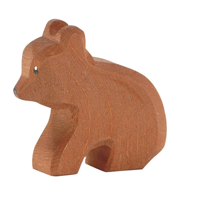 Bear, small, sitting - wood, natural Wooden Figures for open-ended play - Title: Default Title
