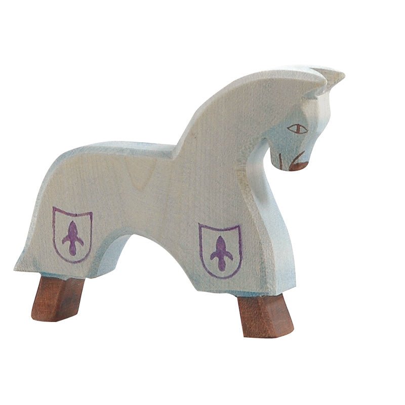 Ostheimer Blue Horse for Knight - wood, natural Wooden Figures for open-ended play - Title: Default Title