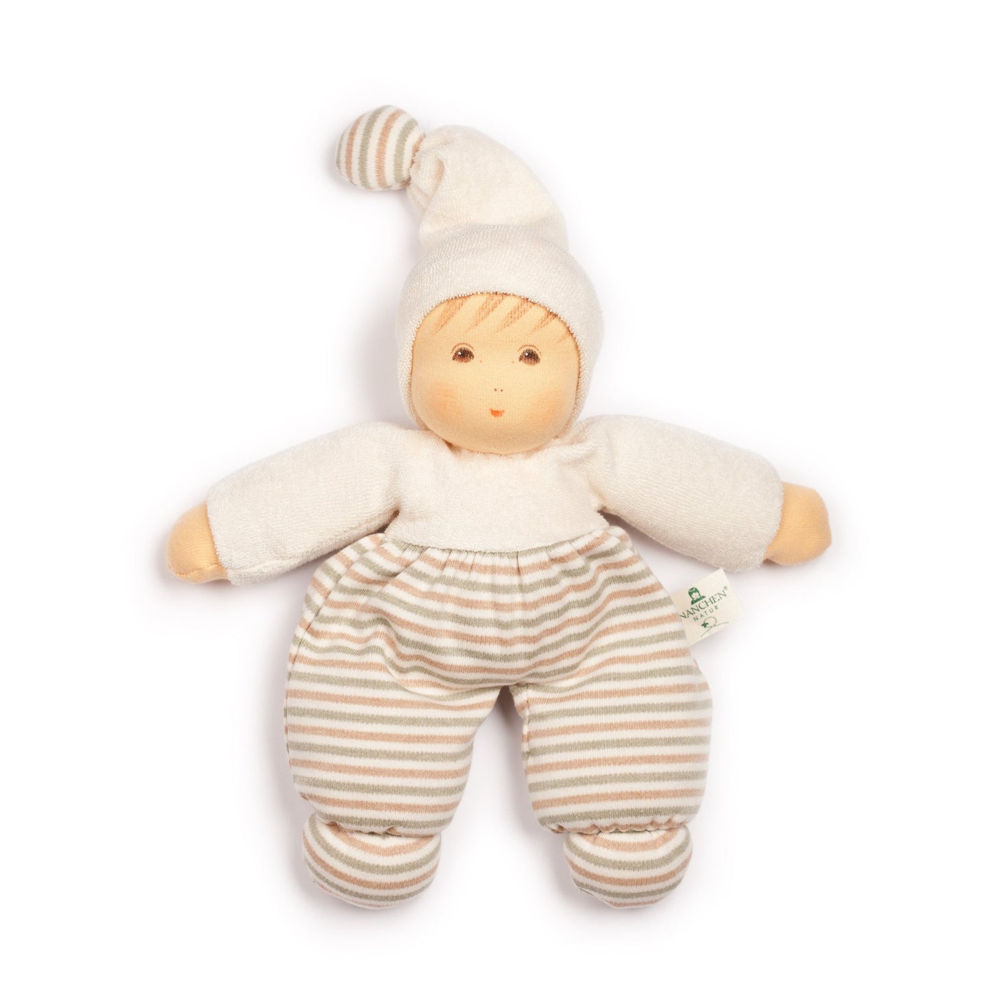 Nanchen Organic Cotton "Mopschen" Doll - cotton, wool, natural Dolls for open-ended play - Color: Natural