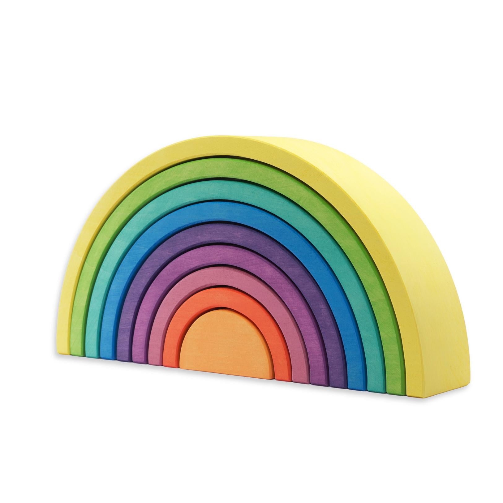Ocamora - Rainbow Stacker - Yellow 9 Pcs - wood Blocks for open-ended play - Title: Default Title