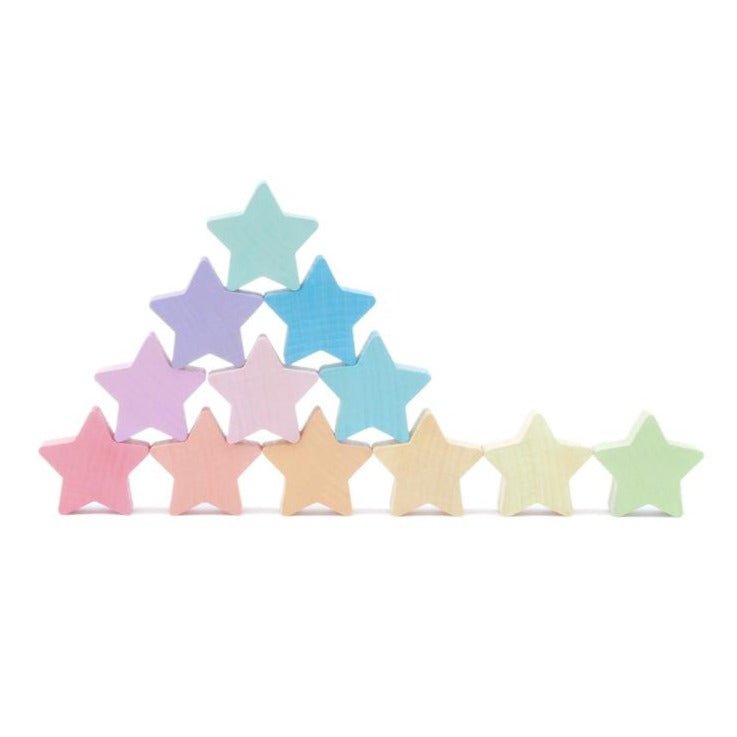Ocamora - Wooden Stars (Pastel - 12 pcs) - wood Blocks for open-ended play - Title: Default Title