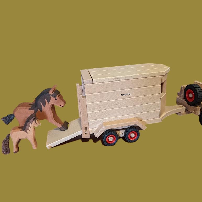 Fagus Wooden Horse Trailer - Made in Germany | Vehicles – blueottertoys
