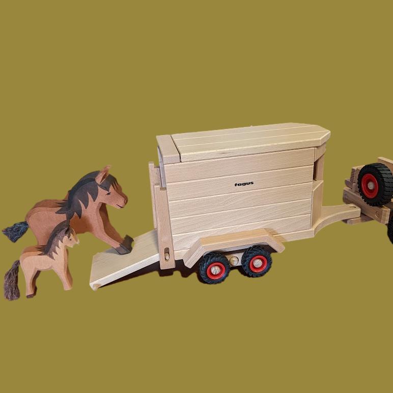 Fagus Fagus Wooden Horse Trailer - Made in Germany - blueottertoys-FA10.27