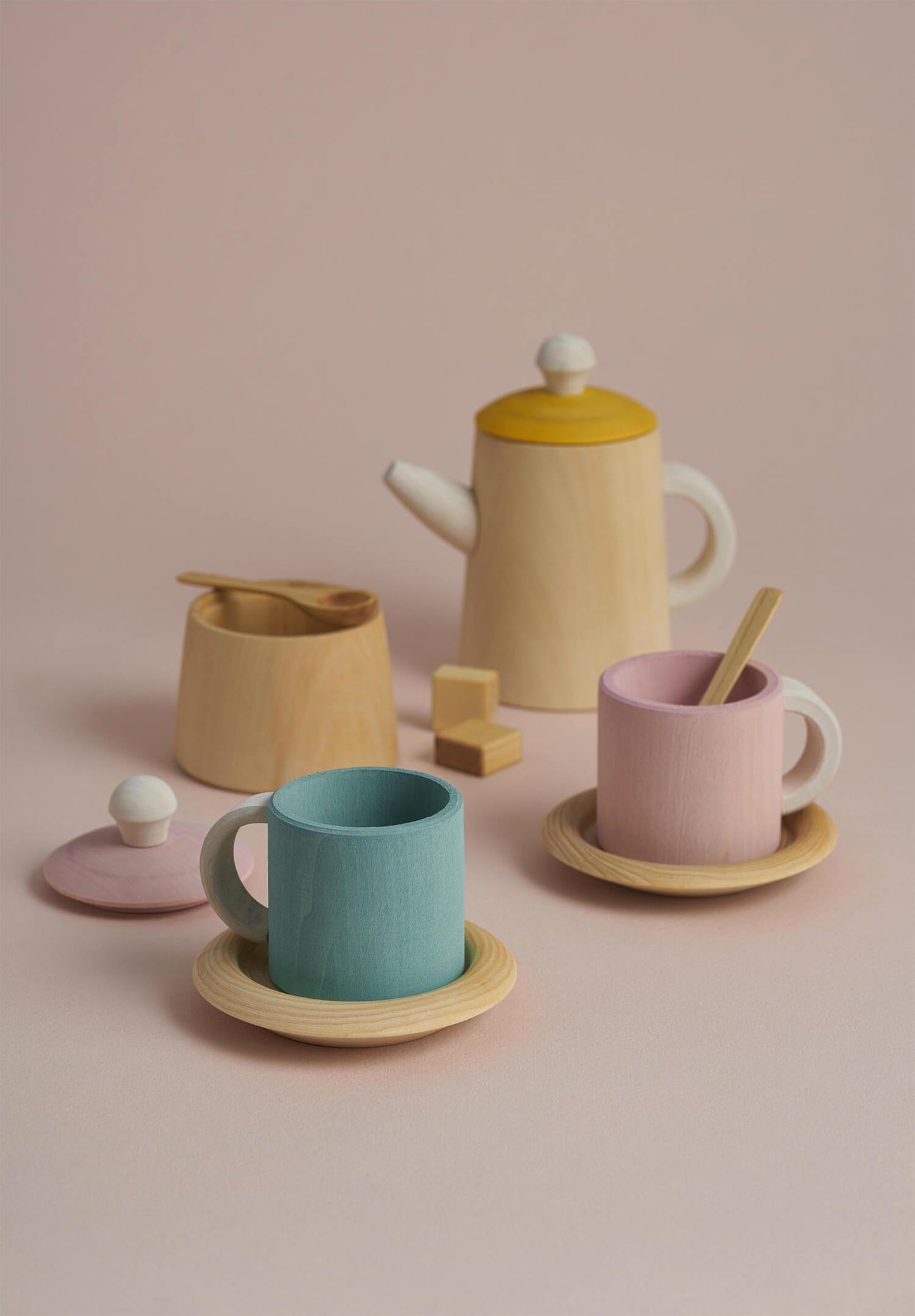 Raduga Grez Raduga Grez Wooden Tea Set, Mustard and Pink - blueottertoys-RG02005