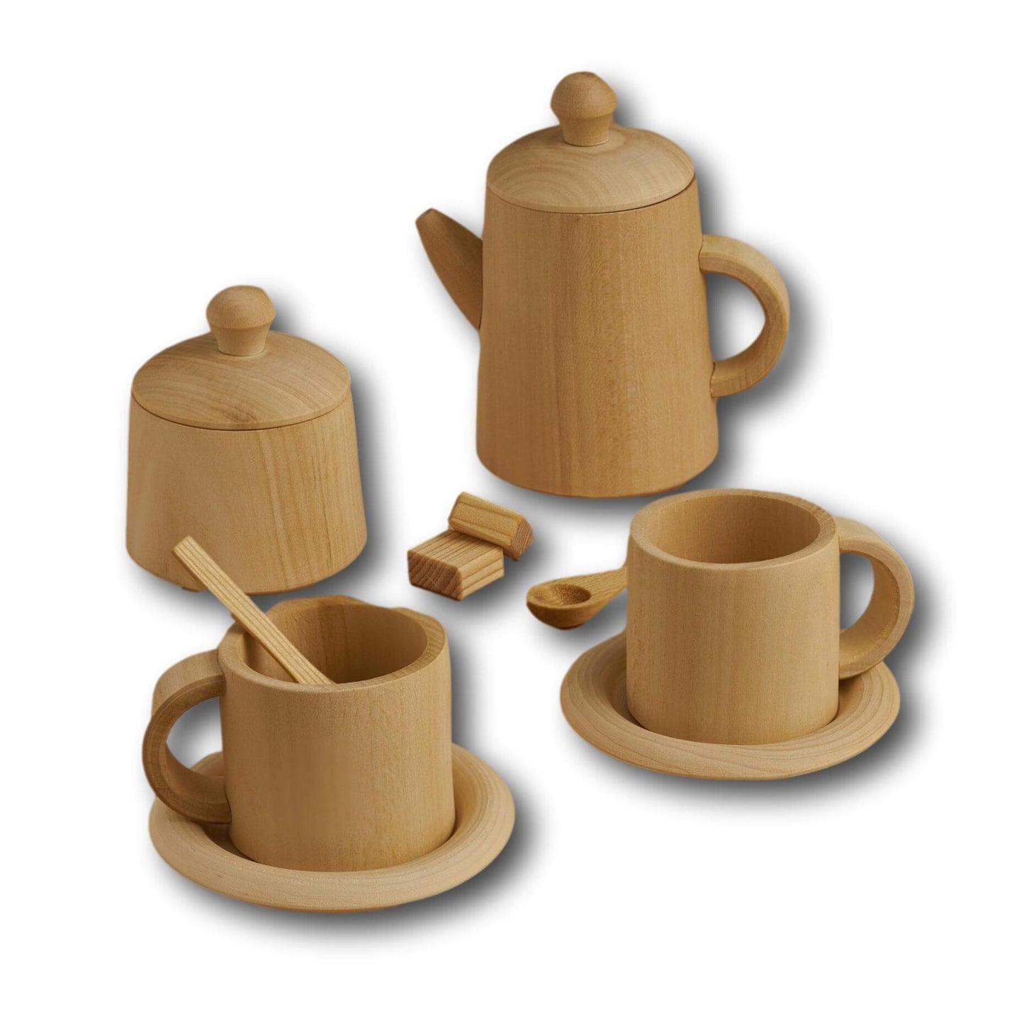Raduga Grez Wooden Tea Set, Natural - wood, cotton, natural Kitchen for open-ended play - Title: Default Title