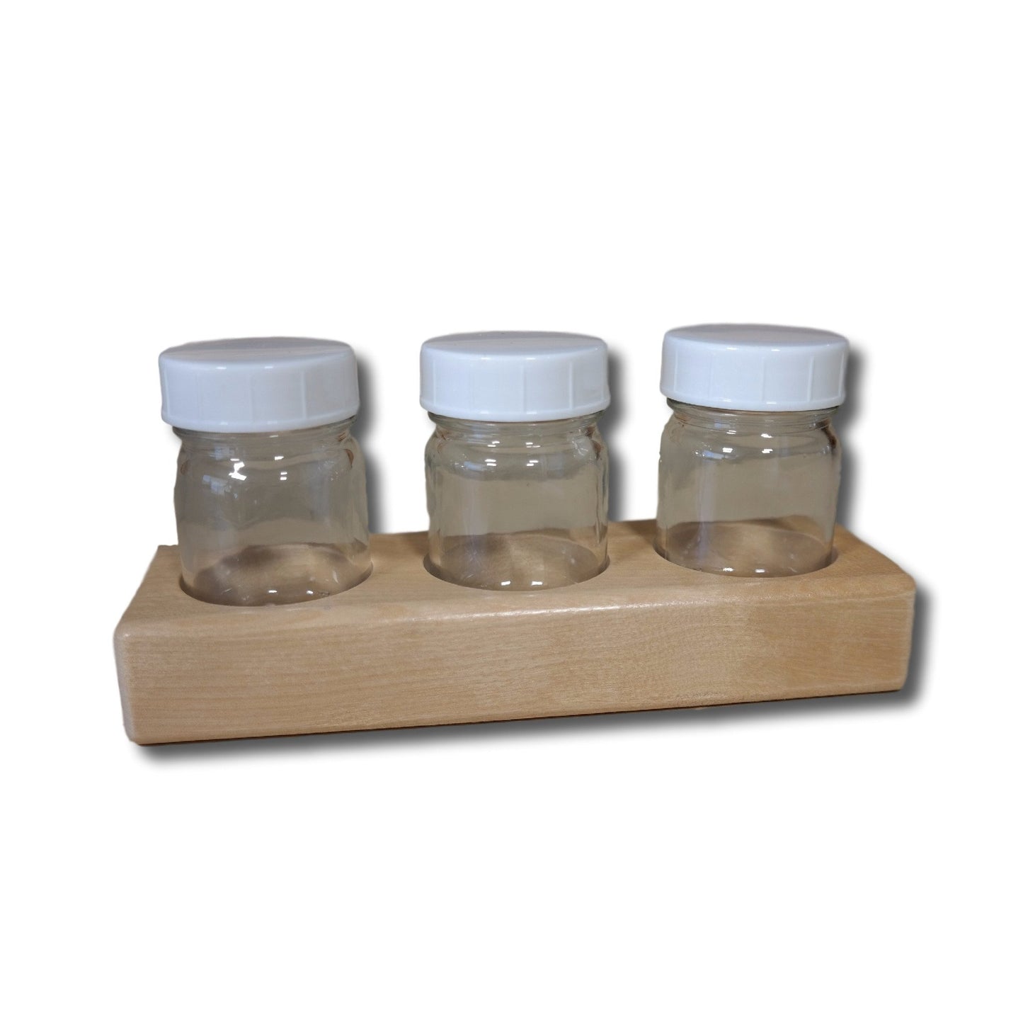 Wooden Paint Jar Holder with 2 oz (50 ml) Jars - wood Art and Crafts for open-ended play - Number of Jars: 3 Jars