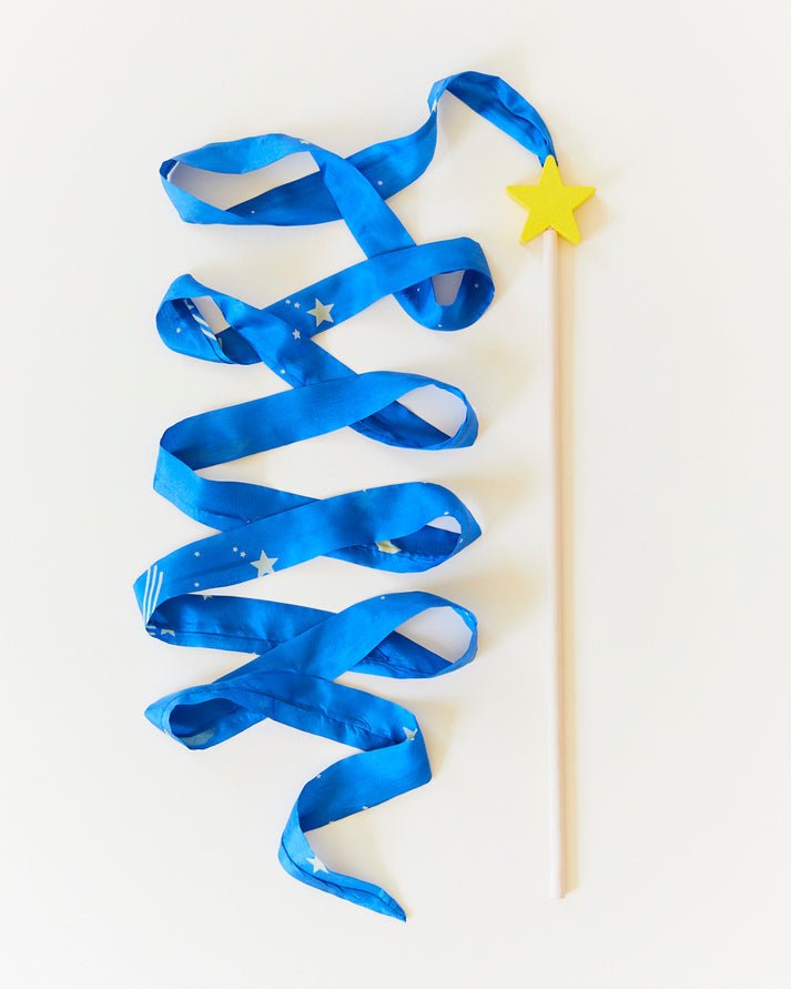 Silk Starry Night Streamers, Large & Mini - wood, silk Playsilk for open-ended play - Size: Large