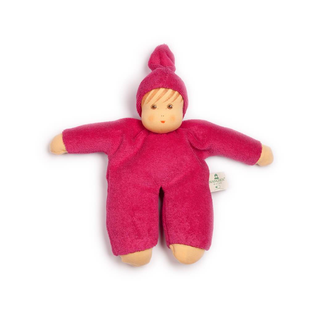 Nanchen Organic Cotton Doll "Schmuse" - cotton, wool Dolls for open-ended play - Color: Berry