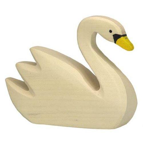 Holztiger Holztiger Wooden Swan Smimming - blueottertoys-HT80030