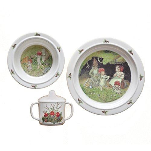 Elsa Beskow Elsa Beskow Children of the Forest 'Tomtebobarnen' 3-piece Melamine Dish Set - blueottertoys-RS3515