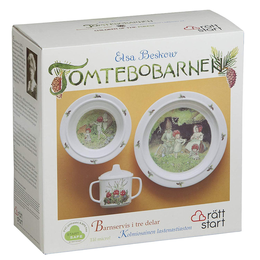 Elsa Beskow Elsa Beskow Children of the Forest 'Tomtebobarnen' 3-piece Melamine Dish Set - blueottertoys-RS3515