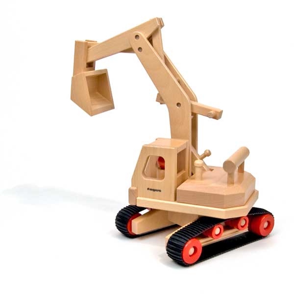 Fagus Fagus Wooden Excavator - Made in Germany - blueottertoys-FA10.71
