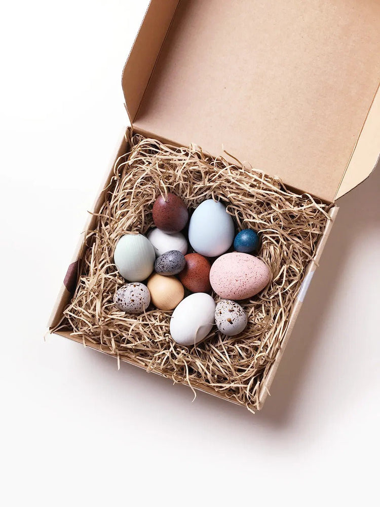 
                  
                    Moon Picnic A Dozen Wooden Bird Eggs in a Box - blueottertoys-MP2148
                  
                
