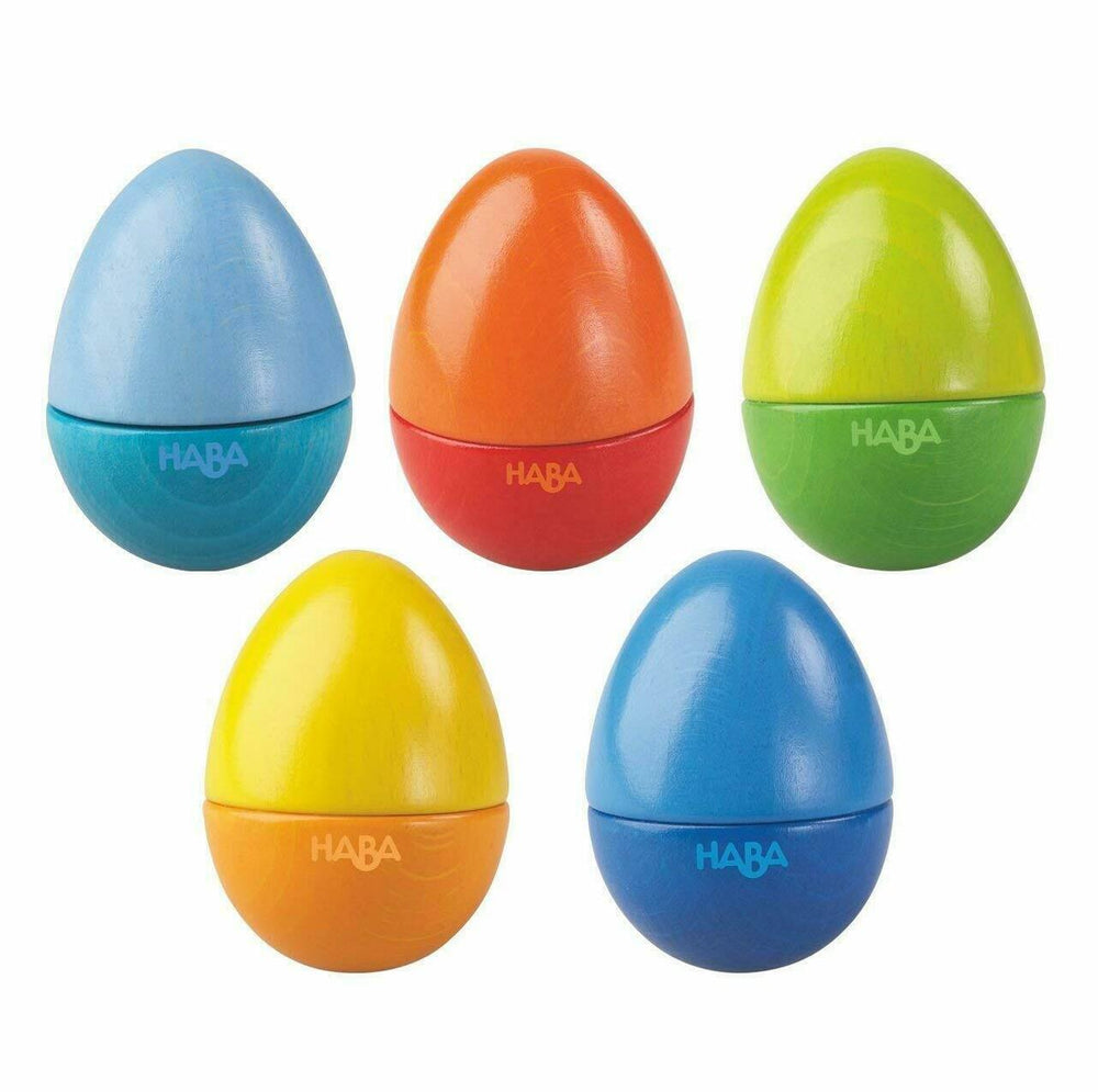 Set of 5 Wooden Musical Eggs by Haba - wood Musical Blocks for open-ended play - Title: Default Title