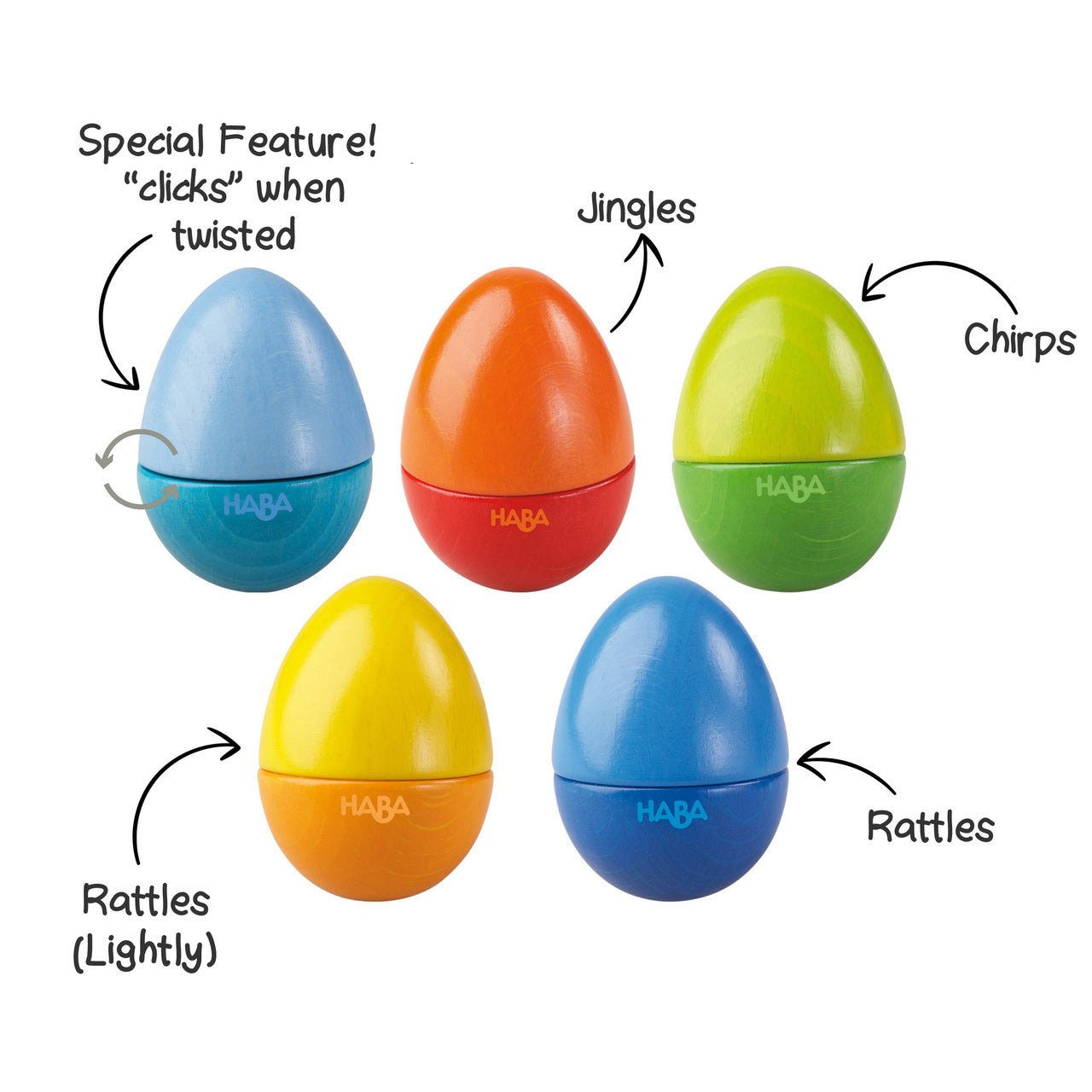 
                  
                    Haba Set of 5 Wooden Musical Eggs by Haba - blueottertoys-HB7733
                  
                