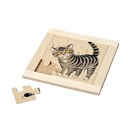 Atelier Fischer Atelier Fischer Wooden Jigsaw Puzzle - Cat (9 Pcs) - blueottertoys-AF60103