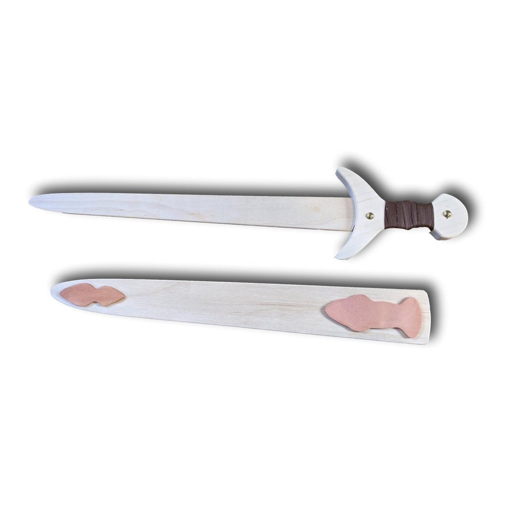 Roman Sword with Bright Wooden Sheath - wood, leather Pretend Play for open-ended play - Title: Default Title