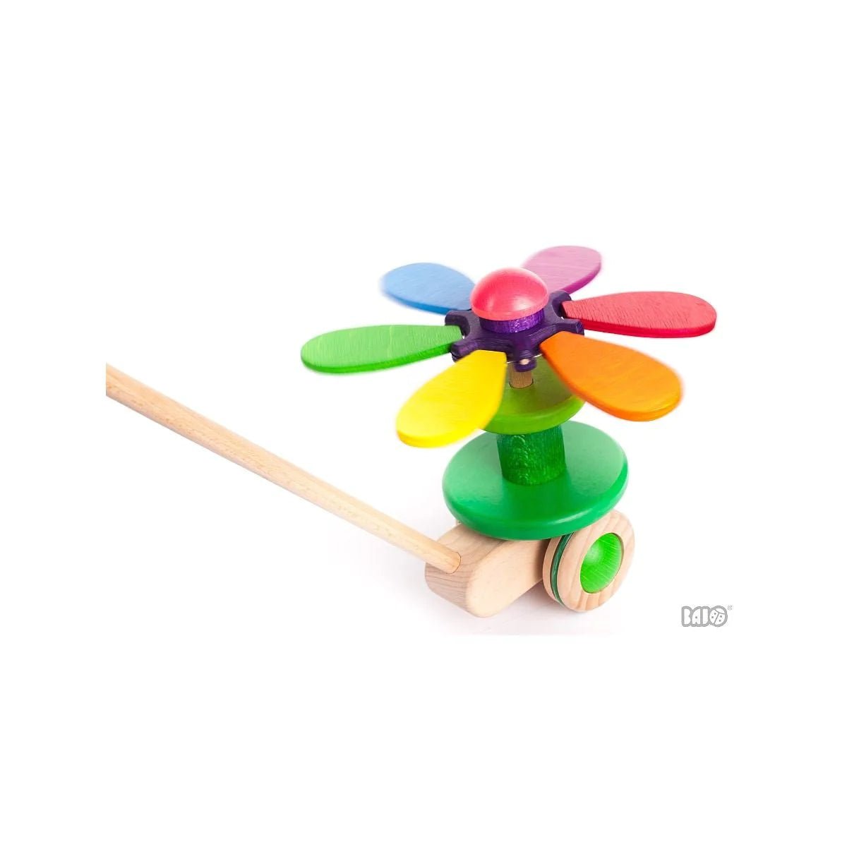 Bajo Flower Rainbow Push Toy - wood, rubber Baby & Toddler for open-ended play - Title: Default Title