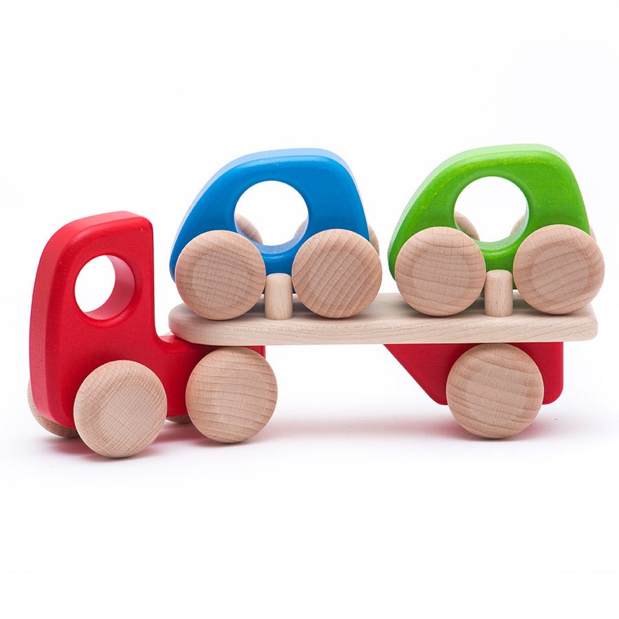 Wooden Car Transporter by Bajo - wood Vehicles for open-ended play - Title: Default Title