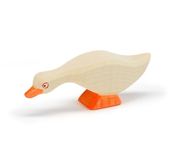 Ostheimer Goose, Head Low - wood, natural Wooden Figures for open-ended play - Title: Default Title