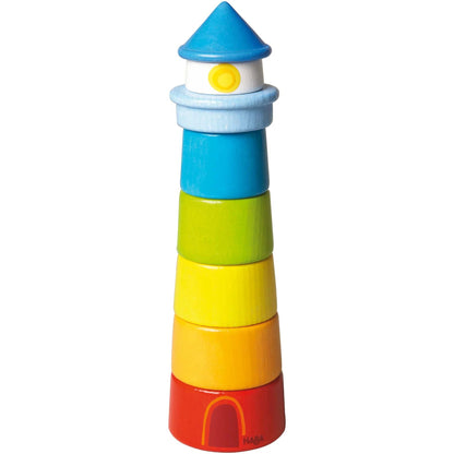 Colorful Stacking Lighthouse by Haba - wood Blocks for open-ended play - Title: Default Title