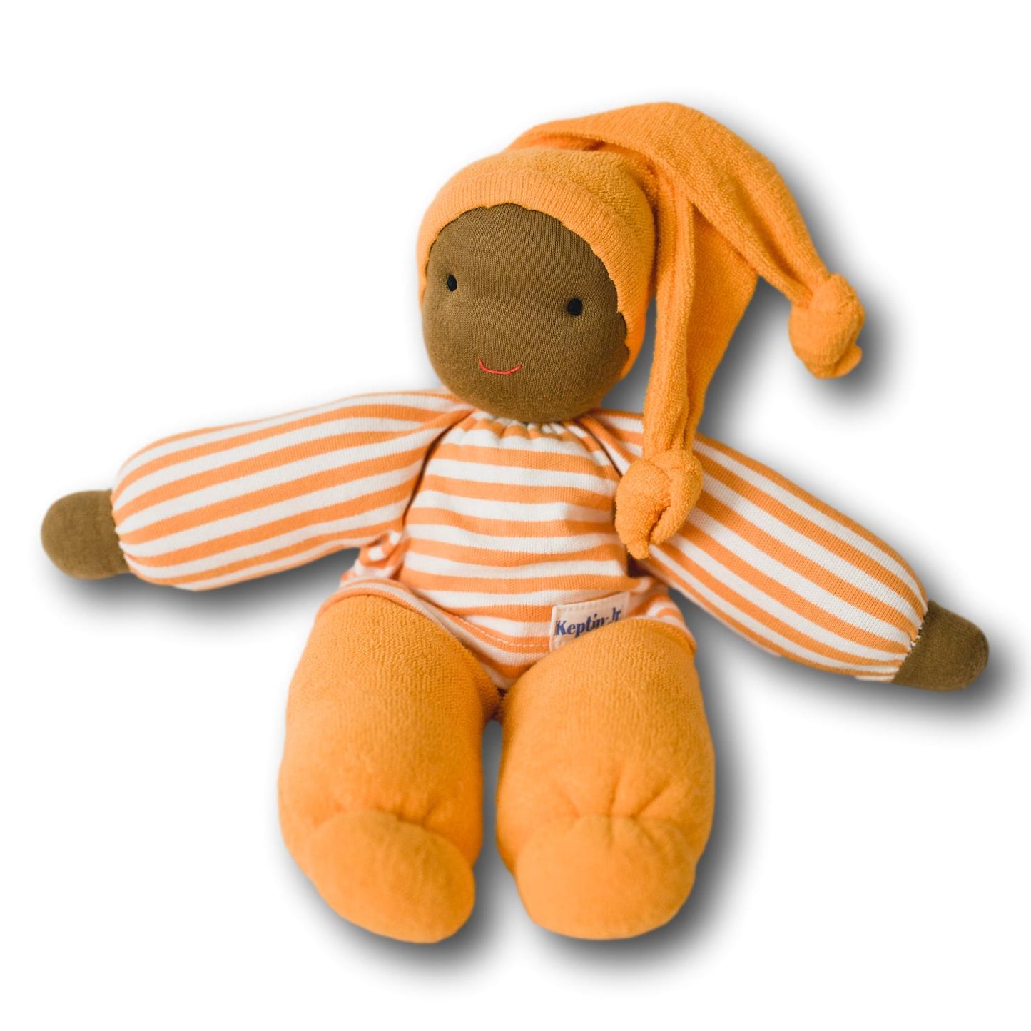 Keptin-Jr Organic Cotton Waldorf Tiny Doll, Orange - cotton, wool, natural Dolls for open-ended play - Title: Default Title