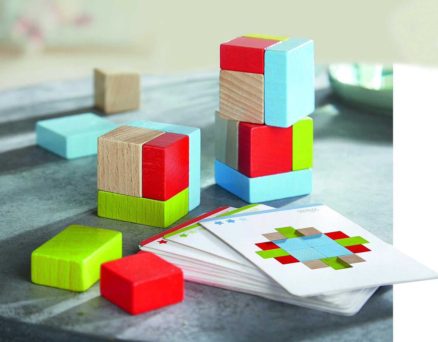 
                  
                    haba HABA 3D Arranging Game Wooden Building Blocks (16 pcs) - blueottertoys-HB305455
                  
                