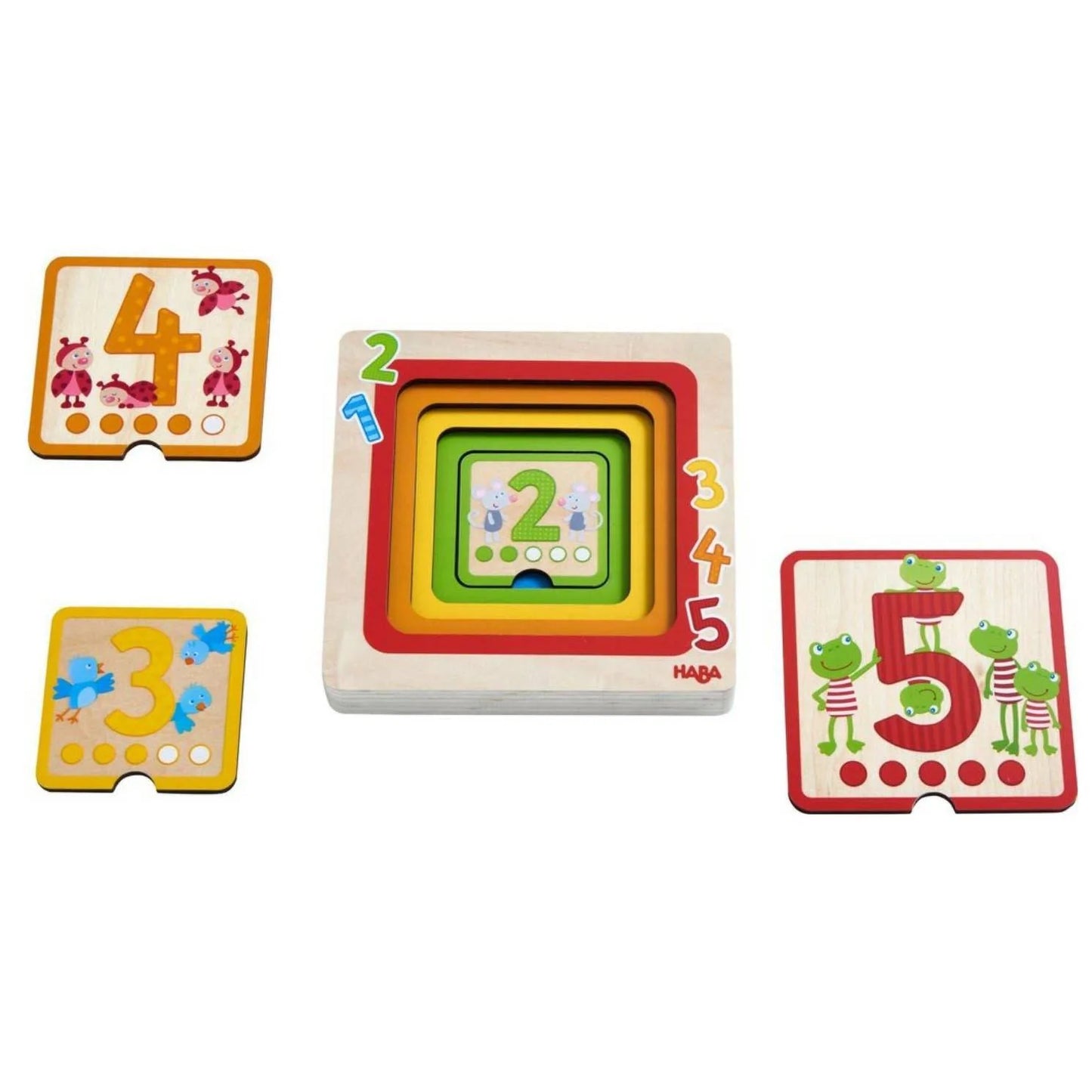 Haba Haba Counting Friends Wood Layering Puzzle 1 to 5 - blueottertoys-HB305529