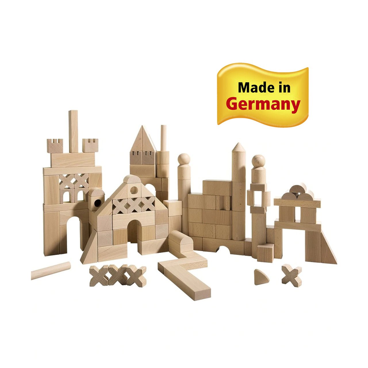 Haba Starter Blocks Set, Extra Large (012 Blocks) - wood, cotton, natural for open-ended play - Title: Default Title