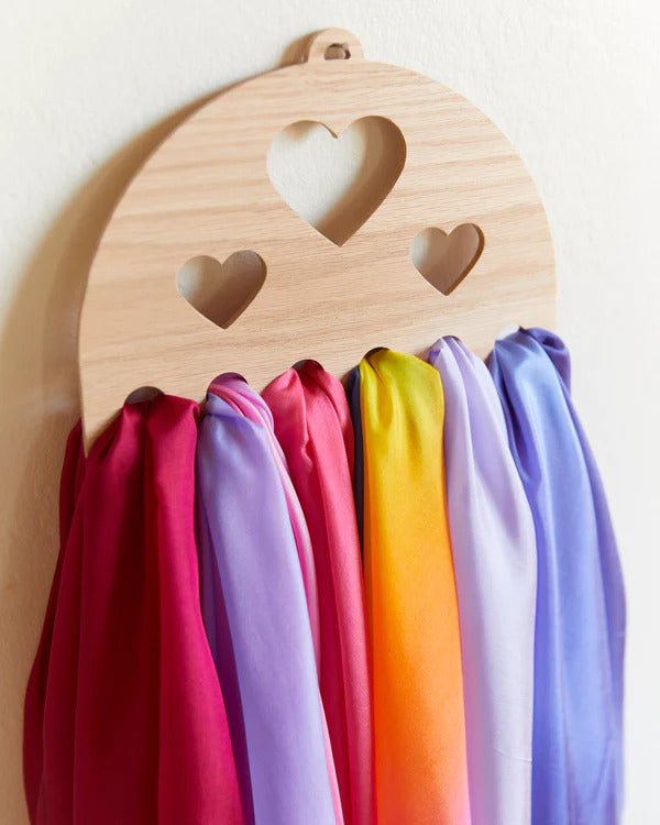 Wooden Playsilk Display - Hearts - wood, silk for open-ended play - Title: Default Title