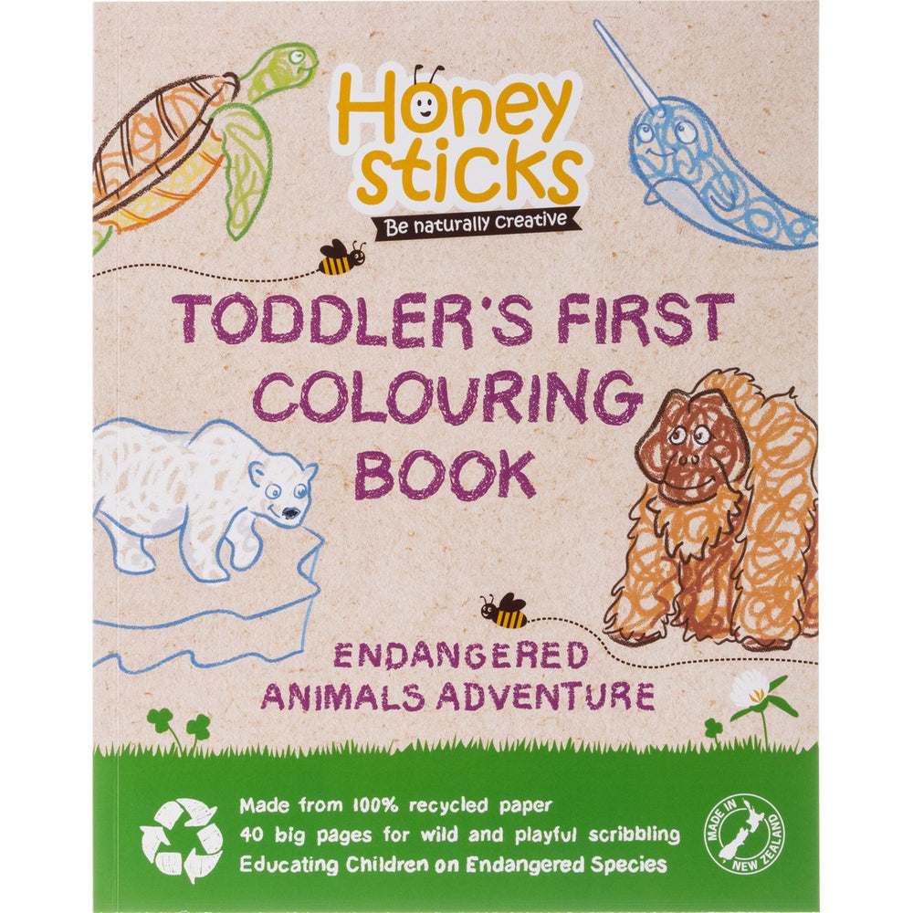 Honeysticks Toddler's First Coloring Book - Endangered Animals Adventure - beeswax for open-ended play - Title: Default Title