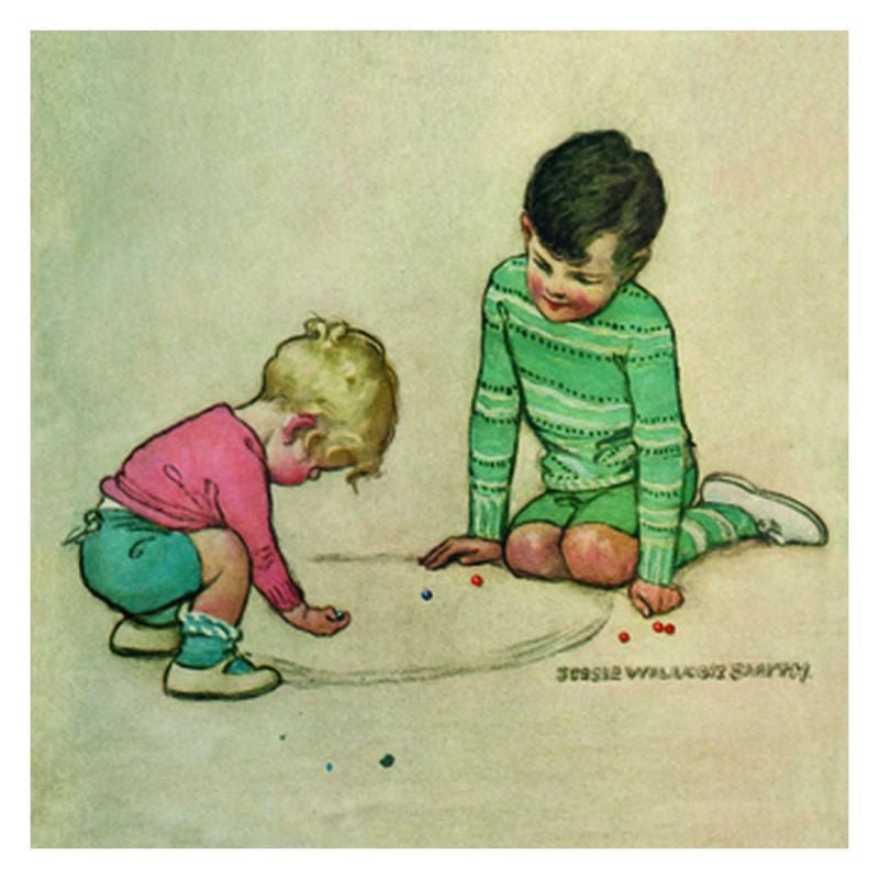 TJ Whitneys Jessie Willcox Smith Greeting Cards : Playing Marbles - blueottertoys-JWS10