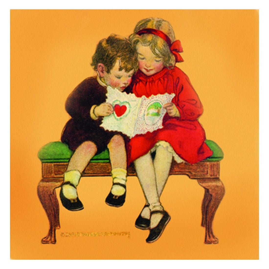 TJ Whitneys Jessie Willcox Smith Greeting Cards : Boy and Girl with Valentine - blueottertoys-JWS28