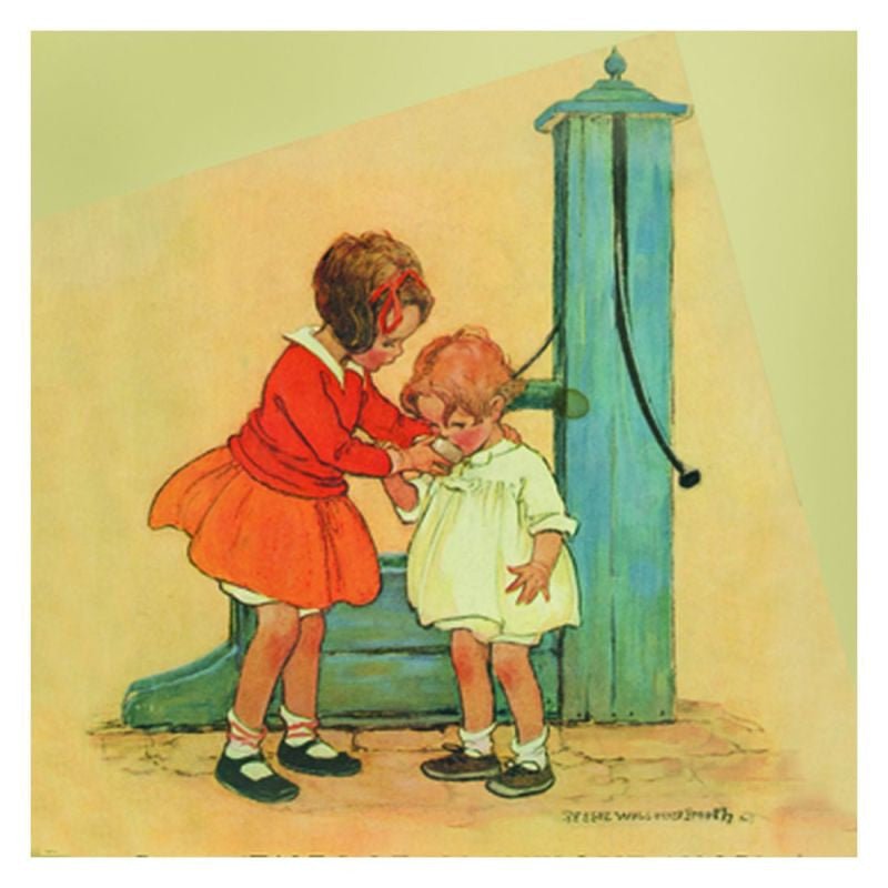 Jessie Willcox Smith Greeting Cards : Girls at Waterpump - challenge and fun natural toys