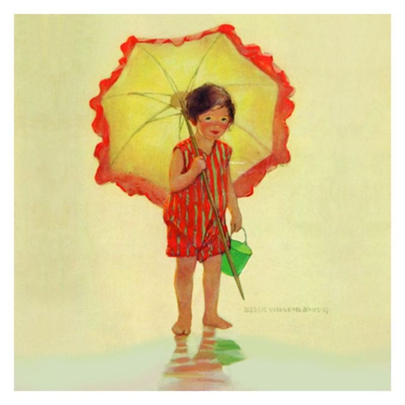 Jessie Willcox Smith Greeting Cards : Girl with Umbrella for open-ended play - Title: Default Title