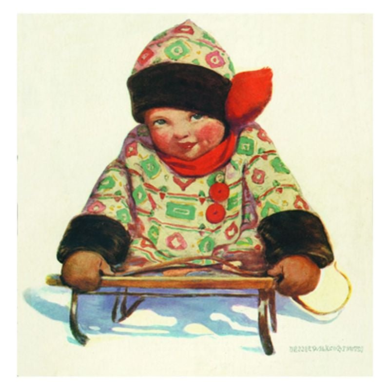Jessie Willcox Smith Greeting Cards : Girl on Sled for open-ended play - Title: Default Title